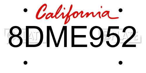 8DME952 California License Plate
