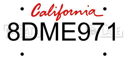 8DME971 California License Plate