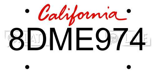 8DME974 California License Plate