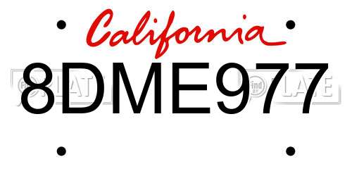 8DME977 California License Plate