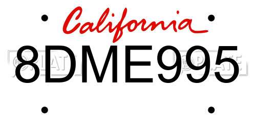 8DME995 California License Plate