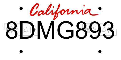 8DMG893 California License Plate
