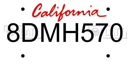 8DMH570 California License Plate