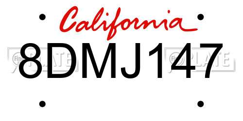 8DMJ147 California License Plate