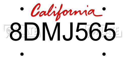 8DMJ565 California License Plate