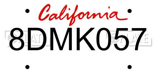 8DMK057 California License Plate