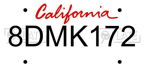 8DMK172 California License Plate