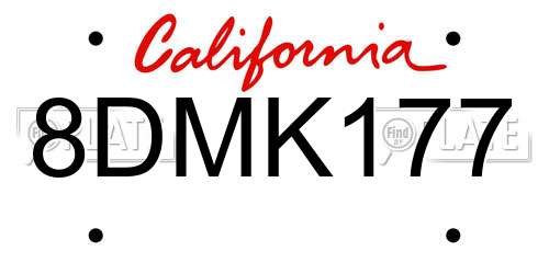 8DMK177 California License Plate