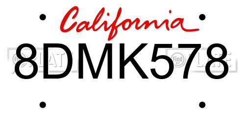 8DMK578 California License Plate