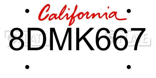 8DMK667 California License Plate