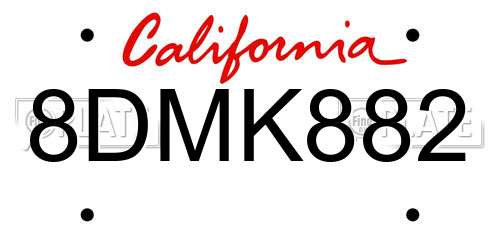 8DMK882 California License Plate