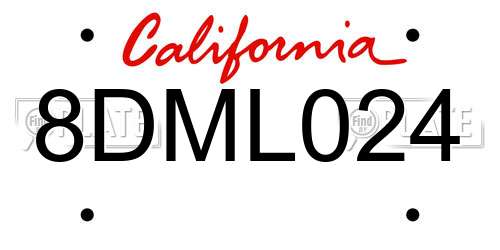 8DML024 California License Plate