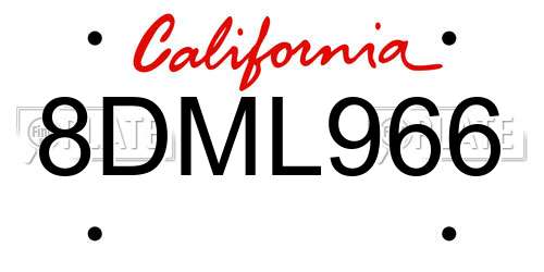 8DML966 California License Plate