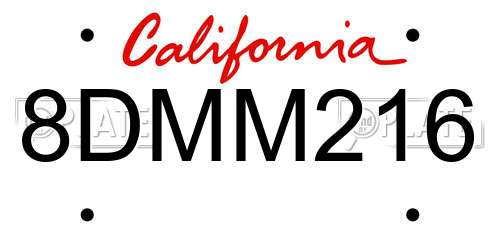 8DMM216 California License Plate
