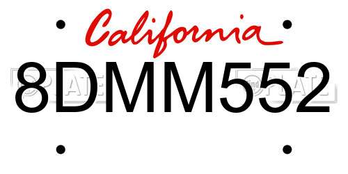 8DMM552 California License Plate