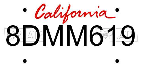 8DMM619 California License Plate