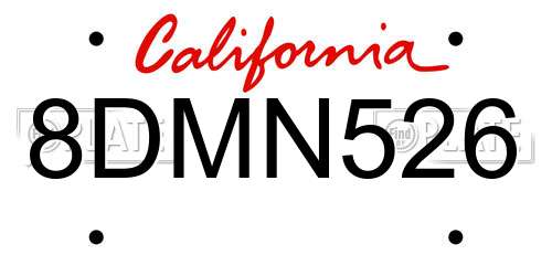 8DMN526 California License Plate