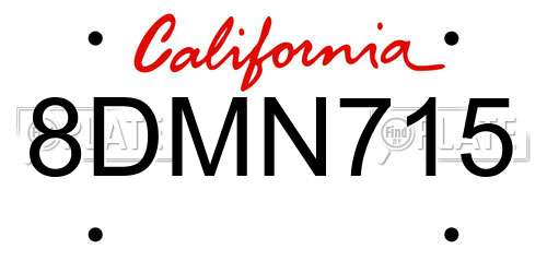 8DMN715 California License Plate