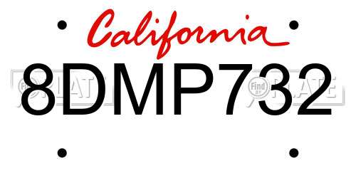 8DMP732 California License Plate
