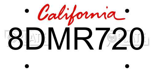 8DMR720 California License Plate