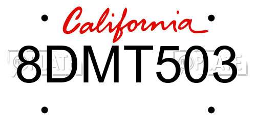 8DMT503 California License Plate