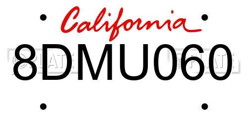 8DMU060 California License Plate