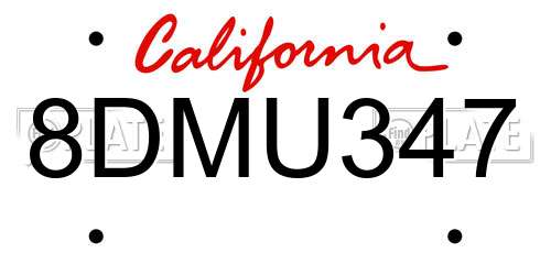 8DMU347 California License Plate