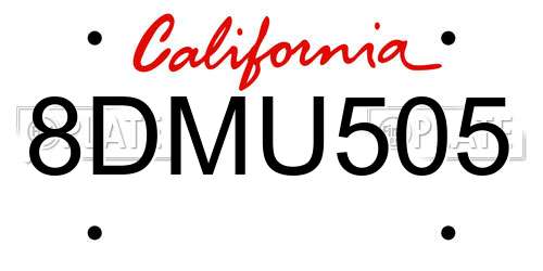 8DMU505 California License Plate