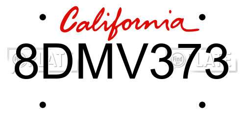 8DMV373 California License Plate