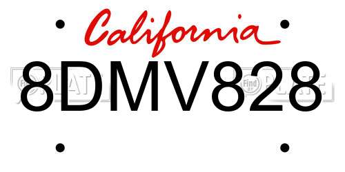 8DMV828 California License Plate