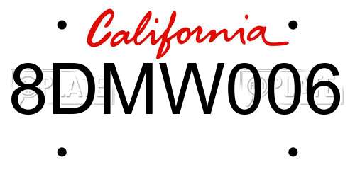 8DMW006 California License Plate
