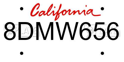 8DMW656 California License Plate