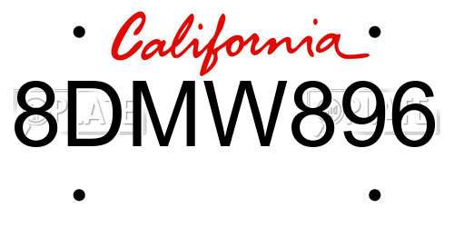8DMW896 California License Plate