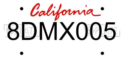 8DMX005 California License Plate