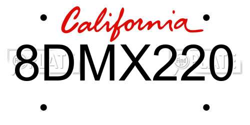 8DMX220 California License Plate