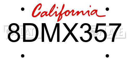 8DMX357 California License Plate