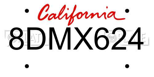 8DMX624 California License Plate