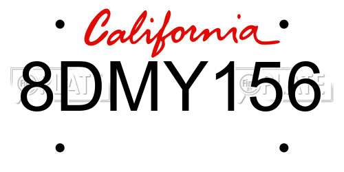 8DMY156 California License Plate