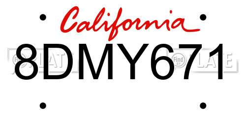 8DMY671 California License Plate