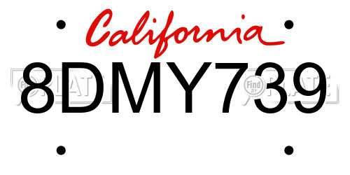 8DMY739 California License Plate