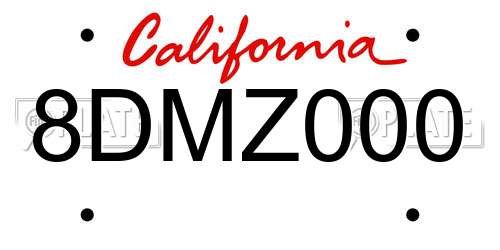 8DMZ000 California License Plate