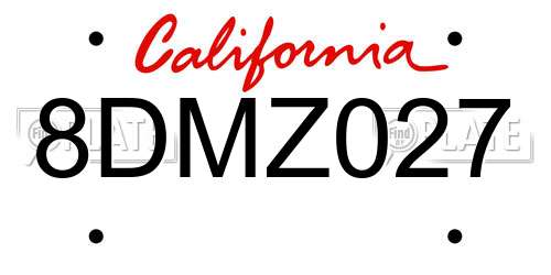 8DMZ027 California License Plate