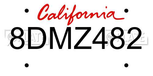 8DMZ482 California License Plate