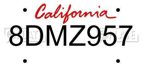 8DMZ957 California License Plate