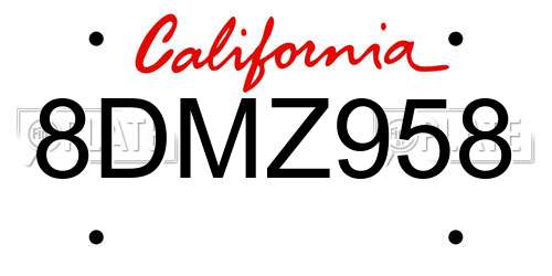 8DMZ958 California License Plate