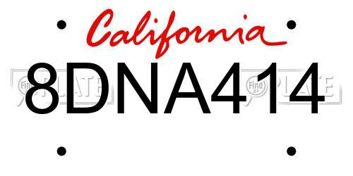 8DNA414 California License Plate