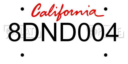 8DND004 California License Plate