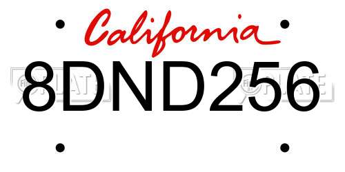 8DND256 California License Plate