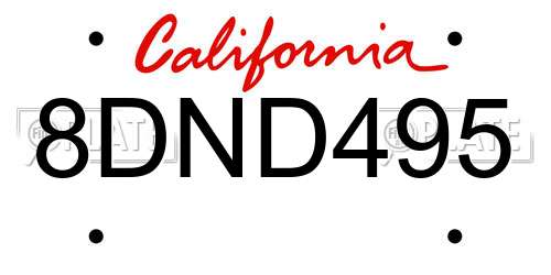 8DND495 California License Plate