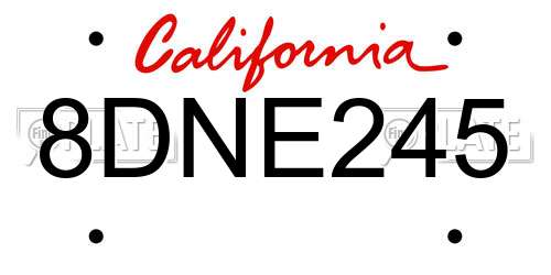 8DNE245 California License Plate
